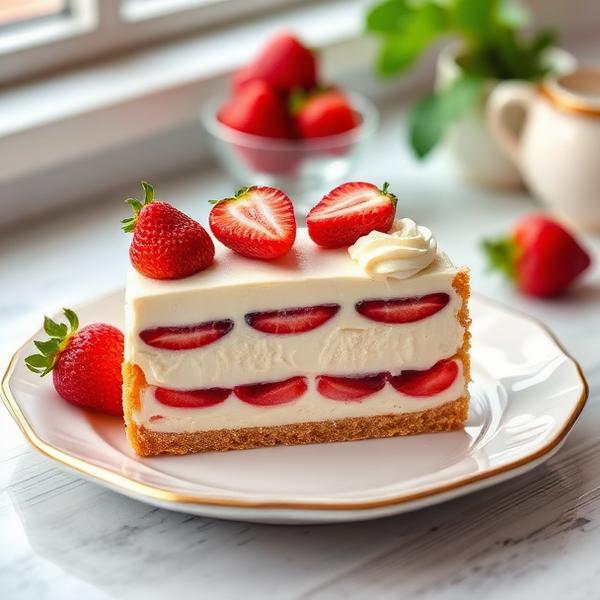 Erdbeer-Sahnetorte auf einem Teller